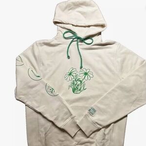 CHNGE Cream Hoodie with Green Floral Design